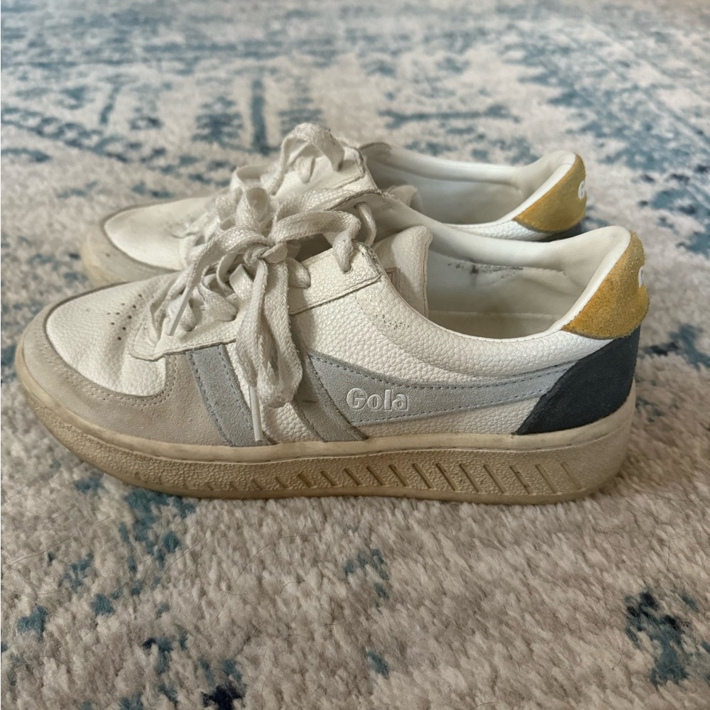 Gola White and Gray Trident Grandslam Sneakers